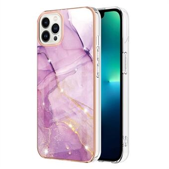 IPhone 14 Pro Max 6,7 tuuman YB IMD Series-2 Marble Pattern Galvanointikehykselle Pehmeä TPU-kotelo IMD-matkapuhelimen suojakuori