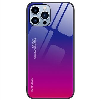 Gradient Color Design -puhelinkotelo iPhone 14 Pro Max 6,7 tuumalle, kulumista estävä karkaistu lasi + PC + TPU-suojattu takakansi