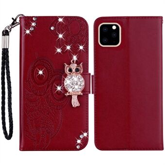 IPhone 14 Pro Max 6,7 tuuman Owl Flower Stand lompakkoteline Puhelinkotelo PU-nahkainen tekojalokivi Decor Folio Flip Cover