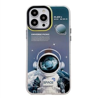 IPhone 14 Pro Max 6,7 tuuman Laser Effect Spaceman Pattern -puhelinkotelolle Irrotettava linssin kehys Kova PC-takakansi