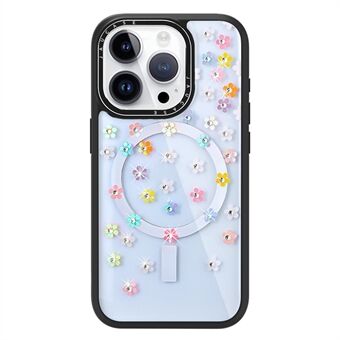 JAUCASE iPhone 14 Pro Max -kuori, jossa on rhinestone-kukkakuvio ja MagSafe-yhteensopivuus