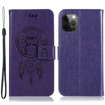 IPhone 14 Pro Maxille painettu Owl Dream Catcher PU-nahkakotelo rannehihna lompakkotelineen Stand