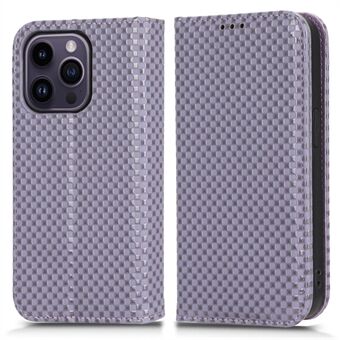 Grid Texture PU-nahkainen puhelimen kuori iPhone 14 Pro Max -puhelimelle, Stand Magneettisesti imeytyvä puhelimen lompakon kansi