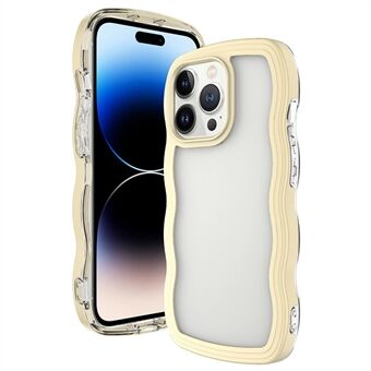 IPhone 14 Pro Max:lle irrotettava värikehys läpinäkyvä takakansi Wave Edge PC + TPU Scratch pudotuksenkestävä puhelinkotelo