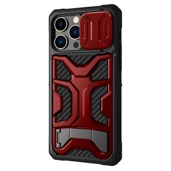 NILLKIN iPhone 14 Pro Max Adventurer Pro -pudotusta estävälle puhelinkotelolle Kickstand Honeycomb Twill Slide -kameran suojus TPU+PC-puhelimen suojus