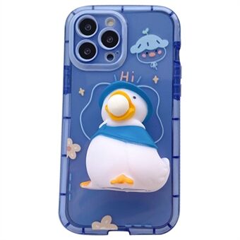 IPhone 14 Pro Max Noctilucent Luminous 3D Squishy Duck Decor TPU puhelinkotelolle pudotuksen estävä takakuori