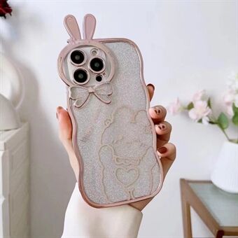 IPhone 14 Pro Max -puhelimelle Putoamista estävä Glitter Soft TPU -puhelimen takakuori Rabbit Design Galvanointi suojaava puhelinkotelo