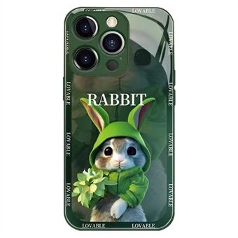 Söpö sarjakuva Rabbit takakuori iPhone 14 Pro Max -puhelimelle Putoamisenkestävä karkaistu lasi + TPU-puhelimen suojakotelo