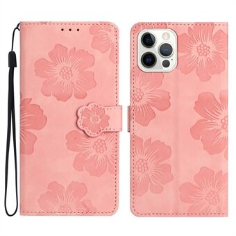 IPhone 14 Pro Max Flowers Pattern -puhelinkotelolle PU-nahkainen Flip Stand Lompakon suojus