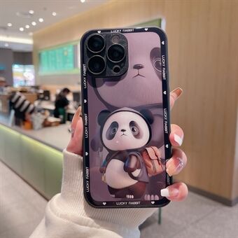 IPhone 14 Pro Max Metal Paint Design Hard Glass + TPU -puhelimen suojus Panda Decor -puhelinkotelolle