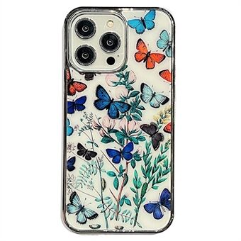 IPhone 14 Pro Max Edge IMD Cover Flower Pattern -pudotusta estävä PC+TPU-puhelinkotelo