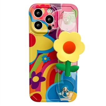 IPhone 14 Pro Max -kuvioiselle TPU-kuvioiselle kotelolle Flower Decor läpinäkyvä rannekkeen puhelimen kansi