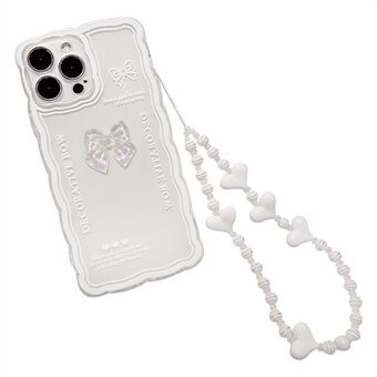 IPhone 14 Pro Max Slim-Fit TPU Shell Clear -puhelimen suojakuorelle Bowknot Decor -matkapuhelinkotelo rannehihnalla