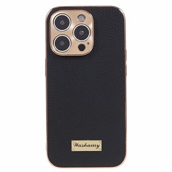 IPhone 14 Pro Max Slim-Fit Phone Shell -puhelimen kuoreen aito lehmännahka+PC+TPU-kotelo, galvanoitu puhelimen kansi