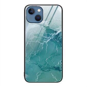 iPhone 15 marmorikuviointinen puhelinkotelo, lasisuojalla ja PC+TPU-materiaalista valmistettu naarmuja kestävä kansi.