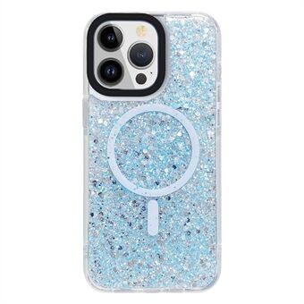 iPhone 15:lle sopiva glitter TPU + akryyli-kotelo, yhteensopiva MagSafen kanssa, iskunkestävä takakansi.