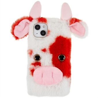 iPhone 15:lle Fluffy Milk Cow Ear -suojakotelo talvi, lämmin pehmeä TPU-puhelinkuori