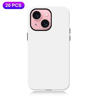 20 kpl / paketti iPhone 15 TPU + PC -kotelo 3D-sublimaatio tyhjä kiiltävä puhelinkansi