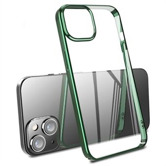 X-LEVELin iPhone 15 Plus -kuori, naarmuja kestävä kova PC-muovista valmistettu läpinäkyvä puhelinkotelo.