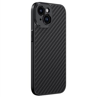 iPhone 15 Plus -kuori PC+TPU+alumiiniseos puhelimen suojus 17 mm:n linssin takalevyllä - Musta