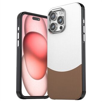 iPhone 15 Pro Magneettinen Puhelimen Kuori Nahka+PC+TPU Suojakuori Metallisella Linssikehyksellä