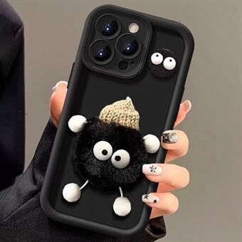 iPhone 15 Pro -kotelo 3D Fluffy Briquette Doll TPU -puhelinkuori