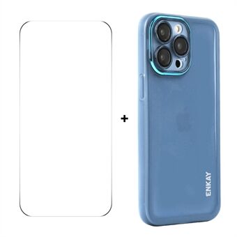 iPhone 15 Pro ENKAY HAT PRINCE Kuori Matta TPU Puhelinkotelo Linssikalvolla + 9H Lasi Suojakalvo