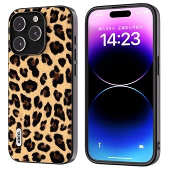 ABEEL iPhone 15 Prolle suojaava puhelinkotelo, leopardikuosi, PU-nahka + TPU + PC-takakansi