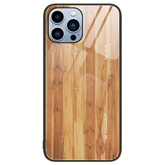 iPhone 15 Pro Wood Grain Pattern -lasista tehty ja TPU-suojakuorella varustettu naarmuja estävä puhelinkotelo