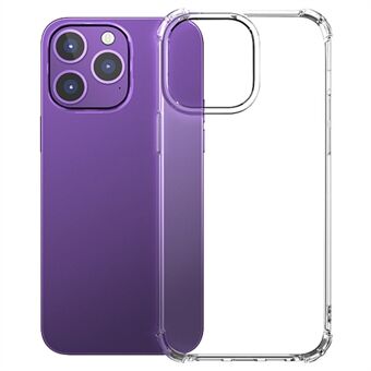 Kirkas suojakotelo iPhone 15 Pro -puhelimelle, TPU-materiaali, neljällä kulmalla vahvistettu iskuja vaimentava suojakuori.