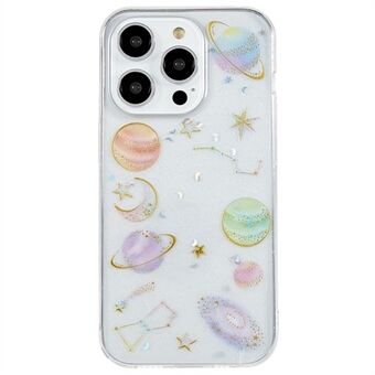 iPhone 15 Pro Star Planet Pattern Soft TPU -puhelin kotelo Epoxy -suunnittelulla