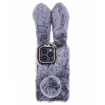 iPhone 15 Pro Fluffy 3D Bunny Ears -kotelo, talvinen lämmin pehmeä TPU-puhelinkotelo