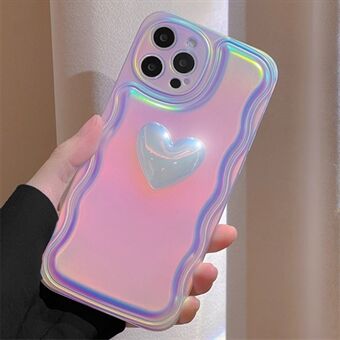 iPhone 15 Pro -kuoren iskunkestävä laserpehmeä TPU-puhelinkotelo 3D-sydänkuviolla.