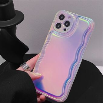 iPhone 15 Pro Laser Aurora -kotelo TPU-aallonmuotoilulla takakannella