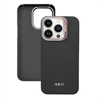 KEYI iPhone 15 Pro musta kuori 600D hieno tekstuurinen aramidikuitupuhelimen takakansi suojaaja