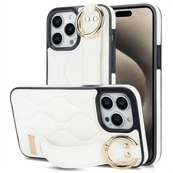 iPhone 15 Pro Kickstand Case - Aallot kuvioitu naarmuuntumaton PU+TPU -puhelinpäällinen