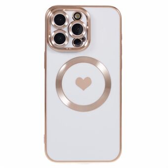 iPhone 15 Pro Slim Case 6D Electroplating Love Heart TPU -puhelimen suojakuori yhteensopiva MagSafe:n kanssa