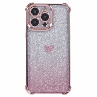 iPhone 15 Pro Max -koteloon painettu kimalteileva glitter TPU-puhelinkansi sydänkuvio