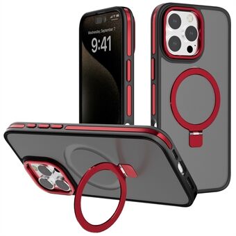 C1-sarja iPhone 15 Pro Max -kotelo TPU+PC nahkatuntuma iskunkestävä puhelimen suojakuori magneettisella jalustalla