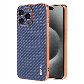 AZNS iPhone 15 Pro Max -suojakuori Elektropinnoitettu Hiilikuitutekstuuri PU+TPU Puhelimen Suojus