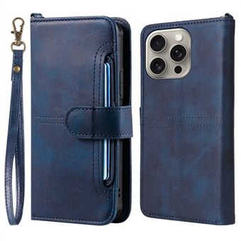 KT Leather Series-4 iPhonelle 15 Pro Max -kotelo nahkainen puhelintuohipohjainen kuori irrotettavalla takakannella