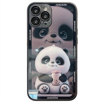 iPhone 15 Pro Max -lasikalvo+TPU Milk Tea Panda -kuviointinen puhelinkotelo linssikalvolla