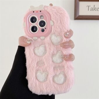 iPhone 15 Pro Max:n Embroidery Love Heart -TPU-kotelo Plush-puhelinsuoja