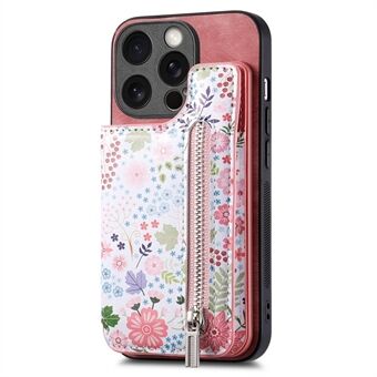 D10 iPhonelle 15 Pro Max TPU+nahkakansi kuviollisella painatuksella retro-puhelimen suojakuori