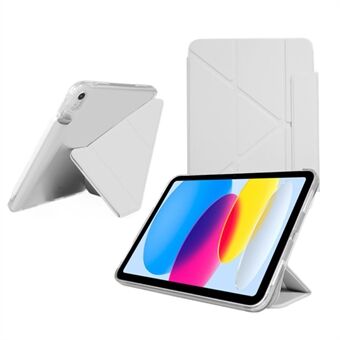 iPad Air 11 (2024) -kotelolle Origami-standi, PU-nahkainen selkäosa, läpinäkyvä tablettikuori kynätelineellä.