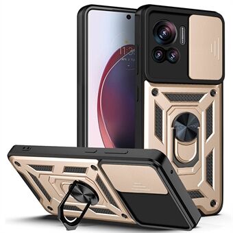 PC + TPU-puhelimen suojus Motorola Moto X30 Pro 5G / Edge 30 Ultra 5G Ring Kickstand putoamisen estävälle puhelinkotelolle liukukameran kannella