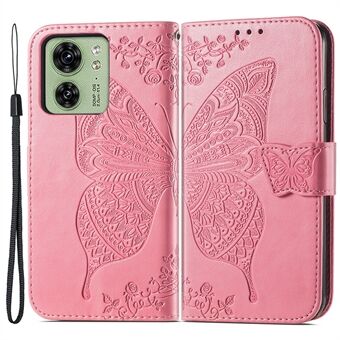 Motorola Edge 40 5G PU -nahkaiselle Stand Butterfly Imprint -matkapuhelimen suojus