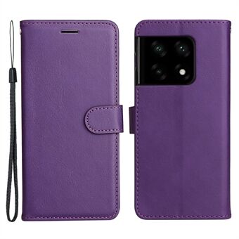 KT Leather Series-2 -lompakkokotelo OnePlus 10 Pro 5G:lle, PU-nahkainen TPU Iskunkestävä Flip Folio -telineen Stand rannehihnalla