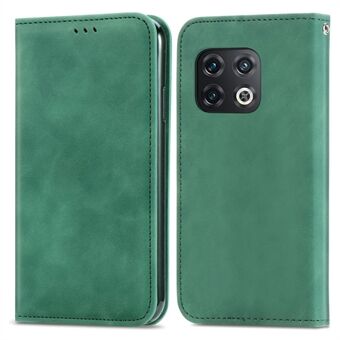 OnePlus 10 Pro 5G Retro Card Slots -kotelolle Ihoa koskettava Nahkainen Piilotettu Magneettinen Adsorptio Iskunkestävä Flip Stand kansi