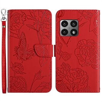 OnePlus 10 Pro :lle Butterfly Flowers painatus PU-nahkainen lompakkopuhelinkotelo Roiskesuojattu nahkainen Stand , jossa kätevä hihna